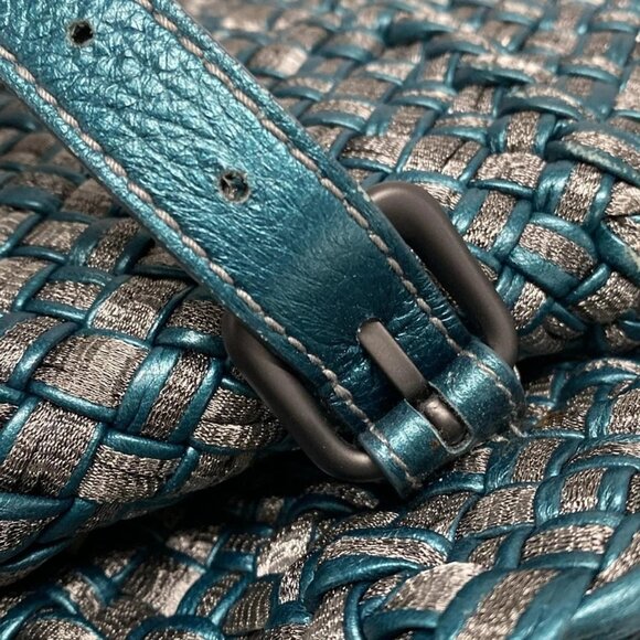 Auth BOTTEGA VENETA Intrecciato - Blue Green Silver Leather Chemical Fiber - Picture 10 of 16